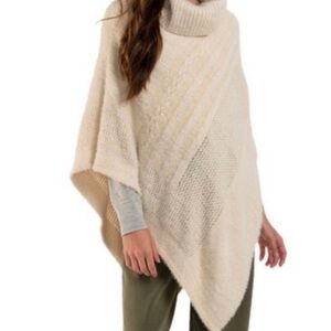 Anthropologie Do Everything in Love Soft Cream Turtleneck Shawl Poncho Anthro OS